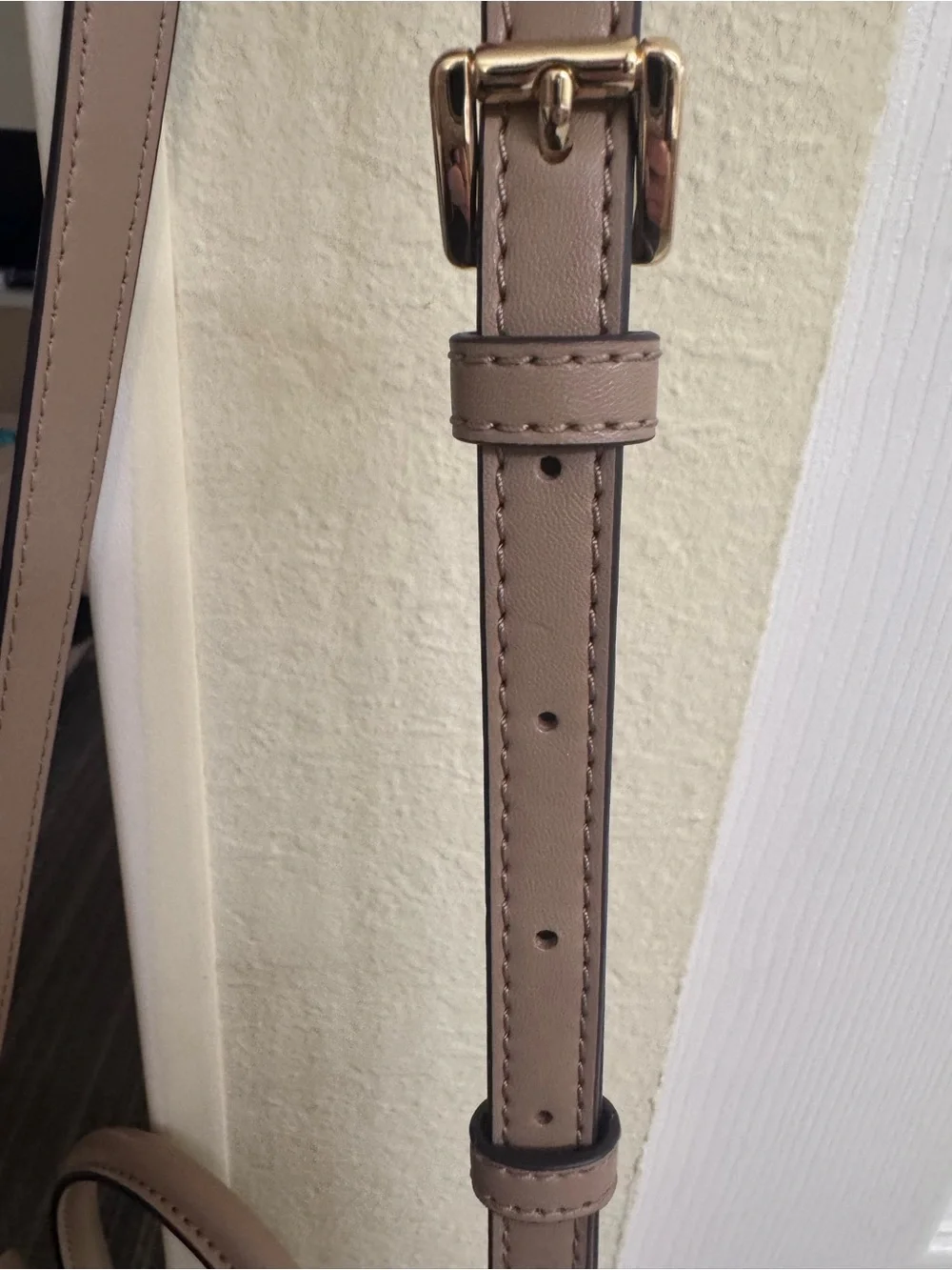 Michael Kors Beige and White Logo-Print Tote with Gold Charm